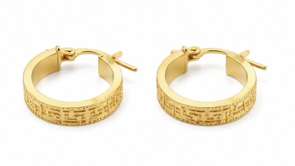 گوشواره حلقه ای طلا ۱۸ عیار طرح برجسته ورساچه